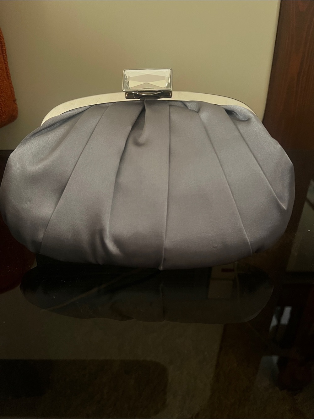Elegant Satin Evening Clutch - Silver Gray